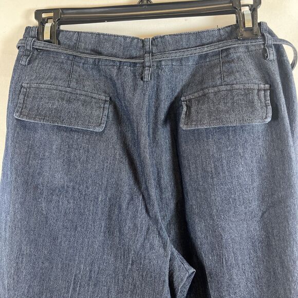Larry Levine Wide Leg Trousers Jeans Dark Wash High Rise Denim Women's 8P Belted - Picture 6 of 7